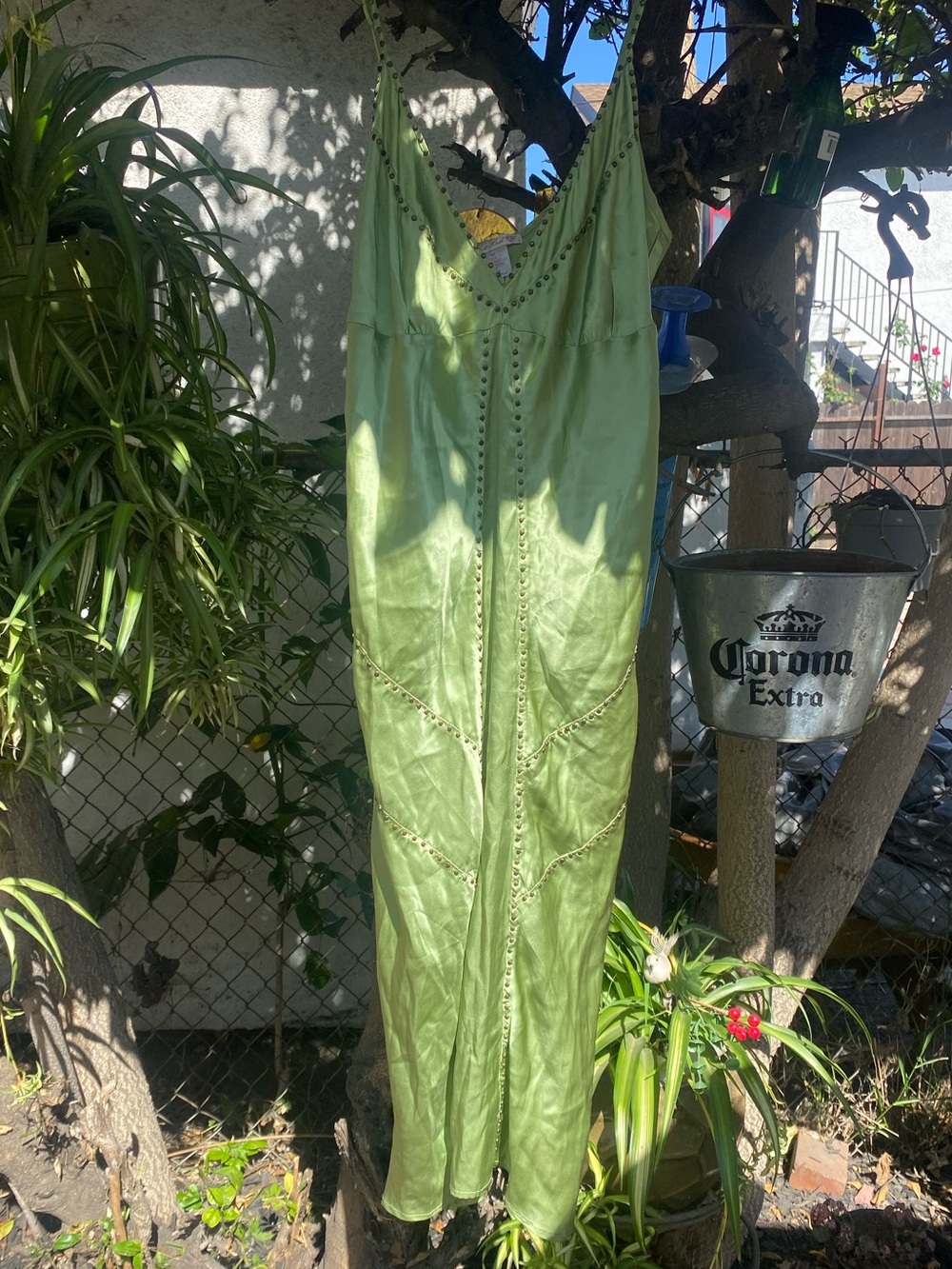 Light Green V-Neck Slip Dress